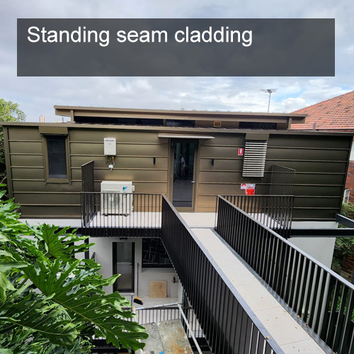 Standing seam cladding