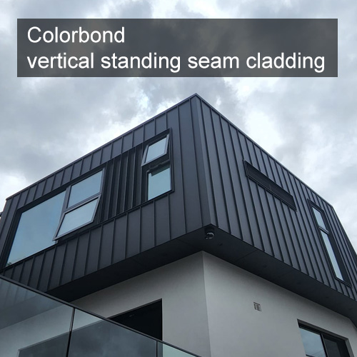 Colorbond vertical standing seam cladding