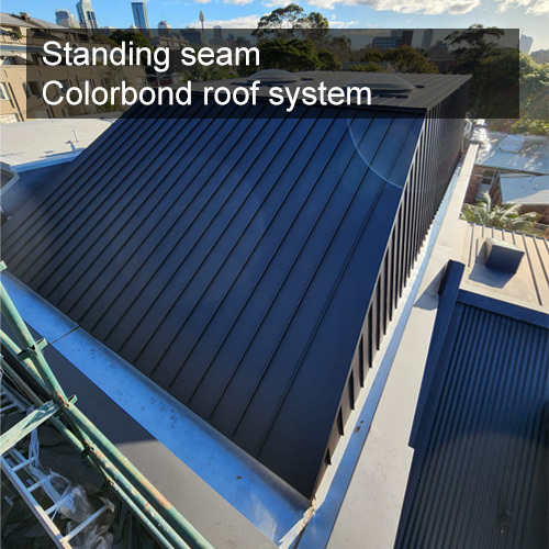 Standing seam Colorbond roof system